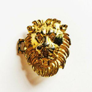 Vintage VTG Gold Tone Lion Leo Belt Buckle 1.75"